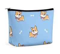 JiuPopular Cosmetic Bag, Cute Welsh Corgi Dog Makeup Bag, Portable Toiletry Bag with Zipper for Daily Use, Travel