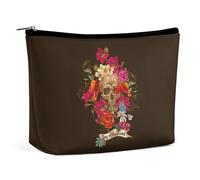 JiuPopular Cosmetic Bag, Day of The Dead Makeup Bag, Portable Toiletry Bag with Zipper for Daily Use, Travel
