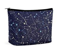 JiuPopular Cosmetic Bag, Glow in The Dark Constellations Midnight Makeup Bag, Portable Toiletry Bag with Zipper for Daily Use, Travel