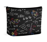 JiuPopular Cosmetic Bag, Math Linear Mathematics Education Makeup Bag, Portable Toiletry Bag with Zipper for Daily Use, Travel