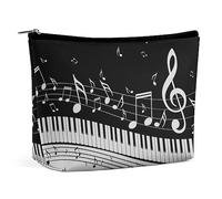 JiuPopular Cosmetic Bag, Piano Key Notes Makeup Bag, Portable Toiletry Bag with Zipper for Daily Use, Travel