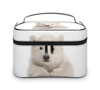 JiuPopular Cosmetic Bag, Polar Bear Makeup Bag, Leather Travel Toiletry Bag for Women