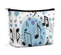 JiuPopular Cosmetic Bag, Polka Dot Music Note Makeup Bag, Portable Toiletry Bag with Zipper for Daily Use, Travel