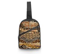 JiuPopular Crossbody Bag, African Style Patchwork Chest Bag, Sling Bag for Travel Shopping Sports
