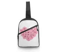 JiuPopular Crossbody Bag, Heart Shaped Roses Chest Bag, Sling Bag for Travel Shopping Sports