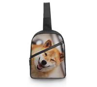 JiuPopular Crossbody Bag, Smile Shiba Inu Chest Bag, Sling Bag for Travel Shopping Sports