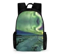 JiuPopular Daypack, Beautiful Northern Lights Backpack, Rucksack with Pockets for Hiking Camping Travel