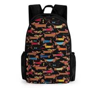 JiuPopular Daypack, I Love My Dog Dachshunds Backpack, Rucksack with Pockets for Hiking Camping Travel