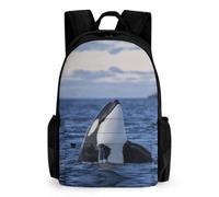 JiuPopular Daypack, Killer Whales Orca Backpack, Rucksack with Pockets for Hiking Camping Travel