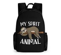 JiuPopular Daypack, My Sprirt Animal Sloth Backpack, Rucksack with Pockets for Hiking Camping Travel