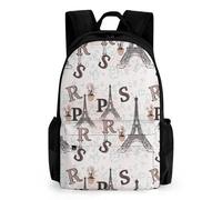 JiuPopular Daypack, Paris Eiffel Tower Floral Backpack, Rucksack with Pockets for Hiking Camping Travel