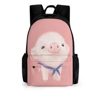 JiuPopular Daypack, Pink Pig Backpack, Rucksack with Pockets for Hiking Camping Travel