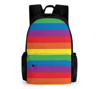 JiuPopular Daypack, Rainbow Peace Love Backpack, Rucksack with Pockets for Hiking Camping Travel