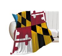 JiuPopular Flannel Blanket, Flag of Maryland Fantasy Wolf Flower Frog Funky Cats Funny Sushi Funny Ladybug Funny English Bulldog Gray Wolf Handsome Shiba Lnu Dog Halloween Bats Grey Hippopotamus Hawa