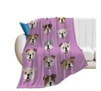 JiuPopular Flannel Blanket, Funny English Bulldog Gray Wolf Handsome Shiba Lnu Dog Halloween Bats Grey Hippopotamus Hawaii Leaves I Love Volleyball Monkey Banana Throw Blanket for Couch Sofa Bed Offi