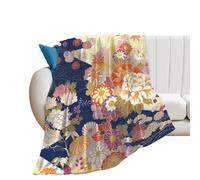 JiuPopular Flannel Blanket, Japan Traditional Kimono Japanese Pattern Lazy Sloth Liberty Pattern Manta Ray And Fish Light Pink Rose Marble Pink Mid Century Modern Mushrooms Music Note My Sprirt Anima
