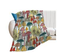 JiuPopular Flannel Blanket, Mushrooms Music Note My Sprirt Animal Sloth Music Notes Owl Pattern Palm Leaf And Monstera Pink And Purple Flowers Psychedelic Kaleidoscope Red And Black Rose Red Brick Wa