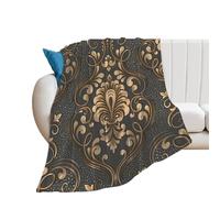 JiuPopular Flannel Blanket, Rococo Paisley Floral With Gold Rose Gold Grey Marble Skull And Crossbones Sea Otter in Love Siamese Cat on Wall Skull Flower Skull Princess Spring Japanese Cherry Blossom