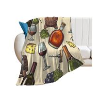 JiuPopular Flannel Blanket, Vintage Stylish Bottles Wine And Grape Vintage Union Jack British Flag Volcanic Lava Crack Watercolor Foxes Weird Colorful Chicken Watercolor Poppies Flowers Western Horse