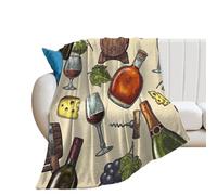 JiuPopular Flannel Blanket, Vintage Stylish Bottles Wine And Grape Vintage Union Jack British Flag Volcanic Lava Crack Watercolor Foxes Weird Colorful Chicken Watercolor Poppies Flowers Western Horse