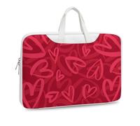 JiuPopular Leather Laptop Case, Covered with Red Hearts Laptop Sleeves