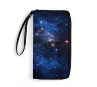 JiuPopular Leather Wallet, Aurora Starry Sky Space Starry Night Sky, with Rope, Small Size and Large Capacity, Easy to Carry