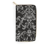 JiuPopular Leather Wallet, Black Skull, Small Size and Large Capacity, Easy to Carry