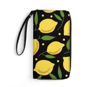 JiuPopular Leather Wallet, Cartoon Lemon, with Rope, Small Size and Large Capacity, Easy to Carry