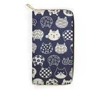 JiuPopular Leather Wallet, Cat Lucky Pattern, Small Size and Large Capacity, Easy to Carry