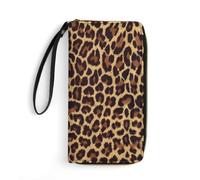 JiuPopular Leather Wallet, Cheetah Pattern, with Rope, Small Size and Large Capacity, Easy to Carry