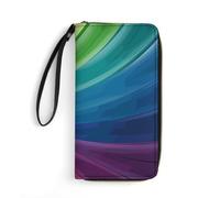 JiuPopular Leather Wallet, Colourful Rainbow, with Rope, Small Size and Large Capacity, Easy to Carry