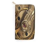 JiuPopular Leather Wallet, Cool Steampunk Gears, Small Size and Large Capacity, Easy to Carry