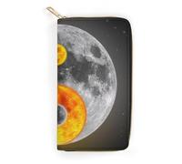 JiuPopular Leather Wallet, Cool Yin Yang, Small Size and Large Capacity, Easy to Carry