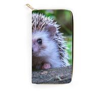 JiuPopular Leather Wallet, Cute Little Hedgehog, Small Size and Large Capacity, Easy to Carry