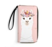 JiuPopular Leather Wallet, Cute Llama, with Rope, Small Size and Large Capacity, Easy to Carry