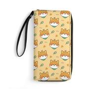 JiuPopular Leather Wallet, Cute Shiba Inu, with Rope, Small Size and Large Capacity, Easy to Carry