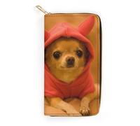 JiuPopular Leather Wallet, Depressed Chihuahua, Small Size and Large Capacity, Easy to Carry