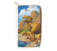 JiuPopular Leather Wallet, Dinosaur Carnivoros, Small Size and Large Capacity, Easy to Carry