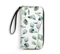 JiuPopular Leather Wallet, Eucalyptus Leaves, with Rope, Small Size and Large Capacity, Easy to Carry