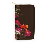 JiuPopular Leather Wallet, Floral Sugar Skull Day of The Dead, Small Size and Large Capacity, Easy to Carry