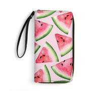 JiuPopular Leather Wallet, Fruity Watermelon, with Rope, Small Size and Large Capacity, Easy to Carry