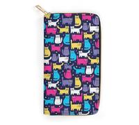 JiuPopular Leather Wallet, Funky Cats, Small Size and Large Capacity, Easy to Carry