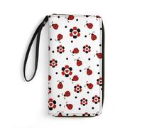 JiuPopular Leather Wallet, Funny Ladybug, with Rope, Small Size and Large Capacity, Easy to Carry