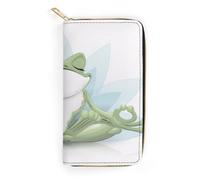 JiuPopular Leather Wallet, Funny Yoga Frog, Small Size and Large Capacity, Easy to Carry