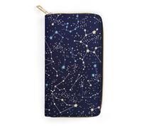 JiuPopular Leather Wallet, Glow in The Dark Constellations Midnight, Small Size and Large Capacity, Easy to Carry