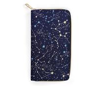 JiuPopular Leather Wallet, Glow in The Dark Constellations Midnight, Small Size and Large Capacity, Easy to Carry
