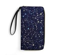 JiuPopular Leather Wallet, Glow in The Dark Constellations Midnight, with Rope, Small Size and Large Capacity, Easy to Carry