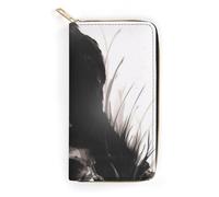 JiuPopular Leather Wallet, Halloween Skull Raven, Small Size and Large Capacity, Easy to Carry