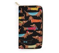 JiuPopular Leather Wallet, I Love My Dog Dachshunds, Small Size and Large Capacity, Easy to Carry