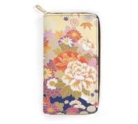 JiuPopular Leather Wallet, Japan Traditional Kimono, Small Size and Large Capacity, Easy to Carry